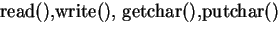 {\bigs read(),write(),
getchar(),putchar()}