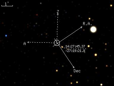 USNO-A2 for BTA Guide TV-camera (Telescope coordinates: R.A.=06:32:17.05 Decl=-27:26:09.3)