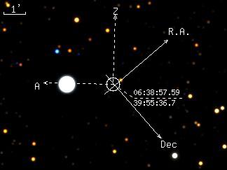 USNO-A2 for BTA Guide TV-camera (Telescope coordinates: R.A.=20:23:56.24 Decl=+39:34:04.1)